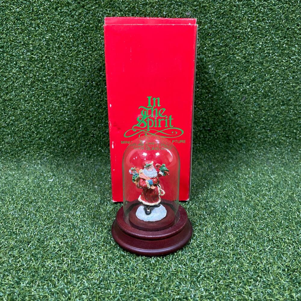 Vintage Dept 56 Miniature Sculpture Santa Claus Figurine Glass Dome